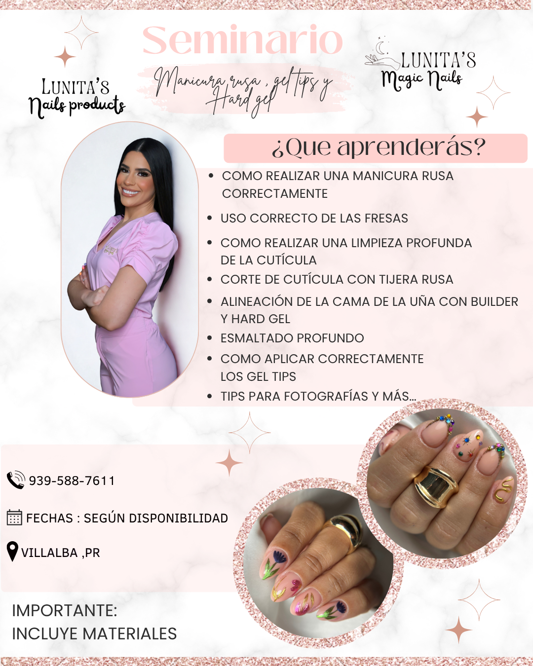 Seminario Presencial 3 en 1: Manicura rusa, gel tips y Hard gel